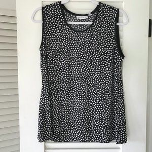Abstract black & white dot sleeveless blouse